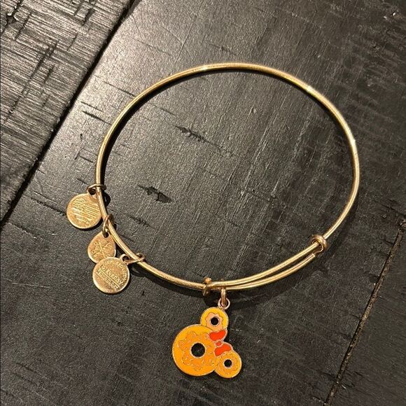 Minnie Donut Alex & Ani Bracelet Disney Sweet Dessert Rose Gold Bangle Charm - Picture 1 of 7